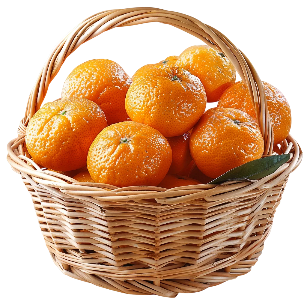 Basket of Fresh Mandarins Free PNG