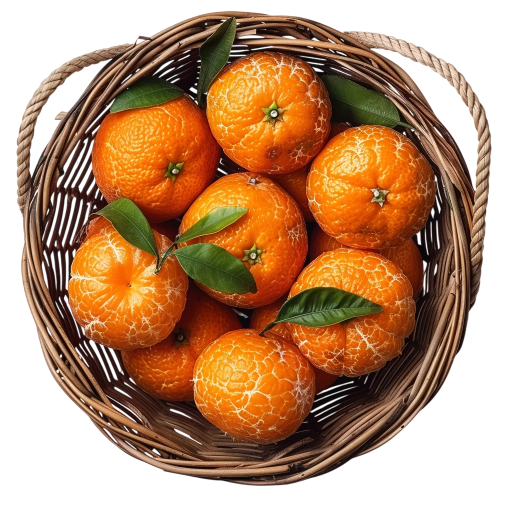 Ripe Mandarins in a Wicker Basket Free PNG