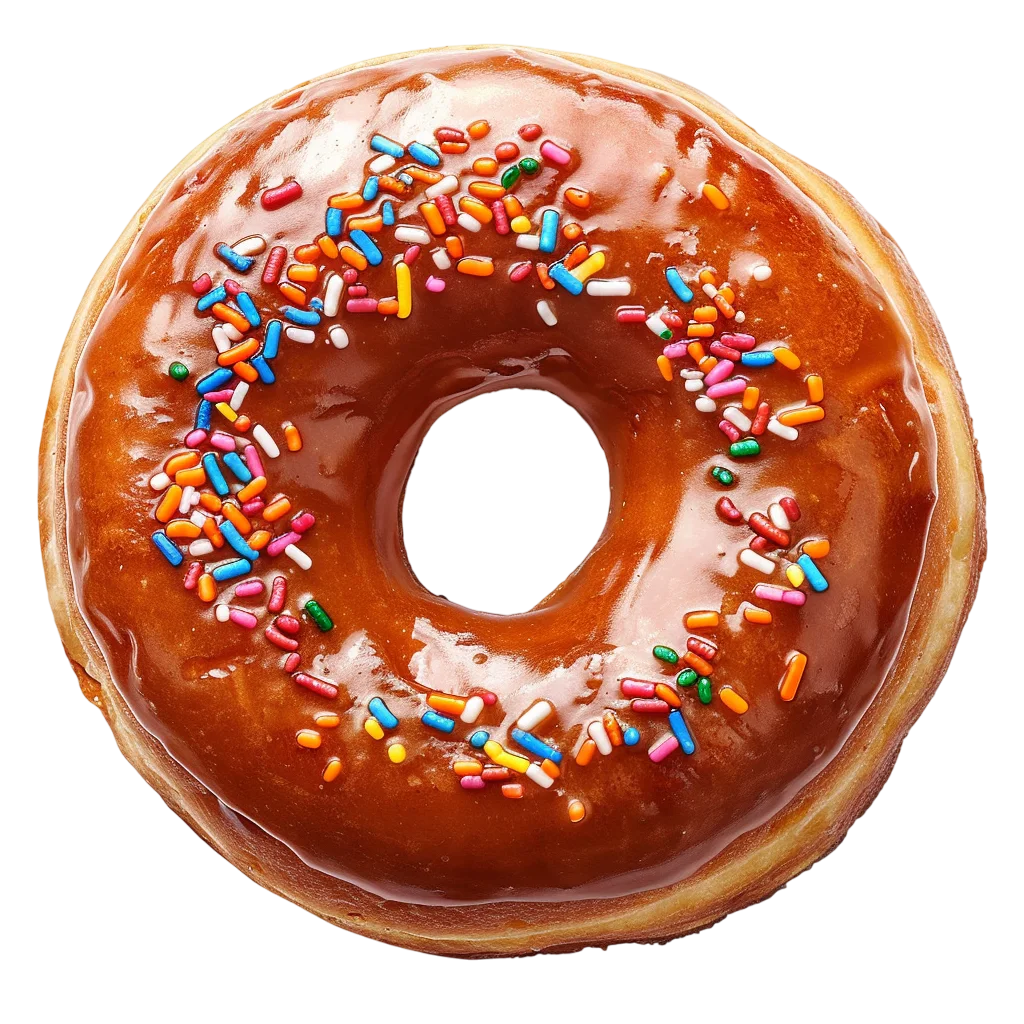 Chocolate Glazed Donut with Colorful Sprinkles Free PNG