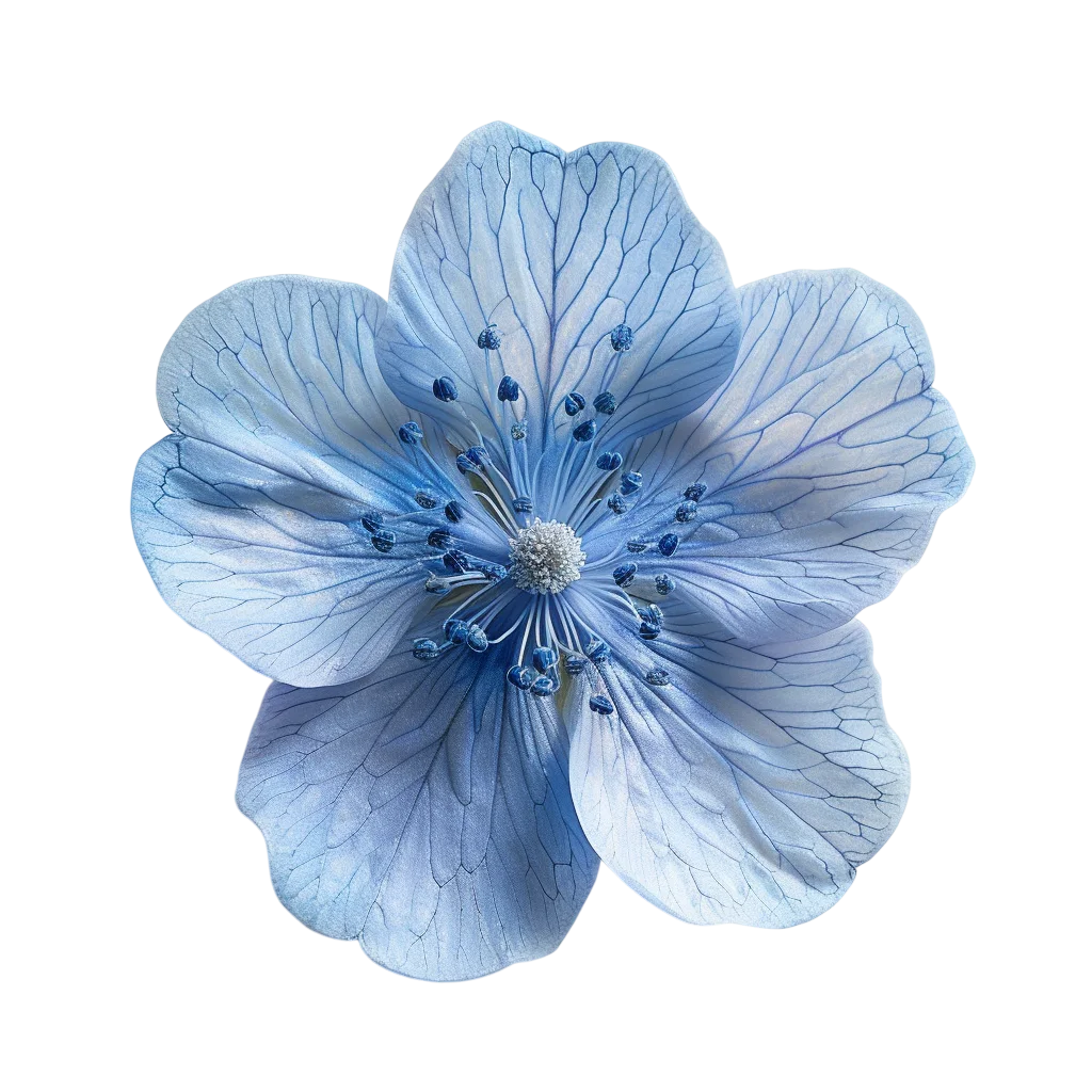 Pale Blue Veined Flower Free PNG