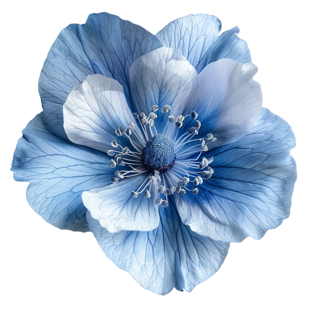 Blue Flower with Layered Petals – Free PNG