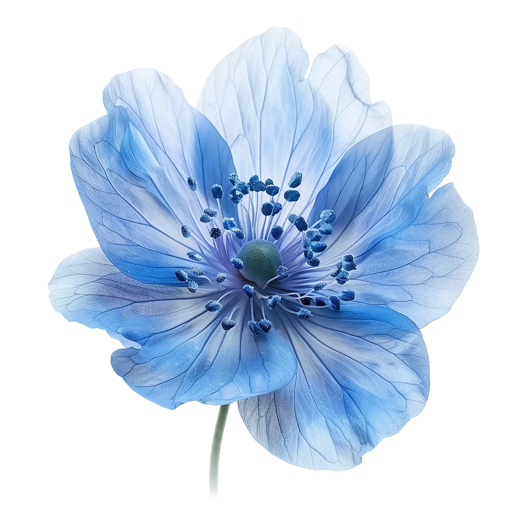 Delicate Blue Flower with Veined Petals – Free PNG