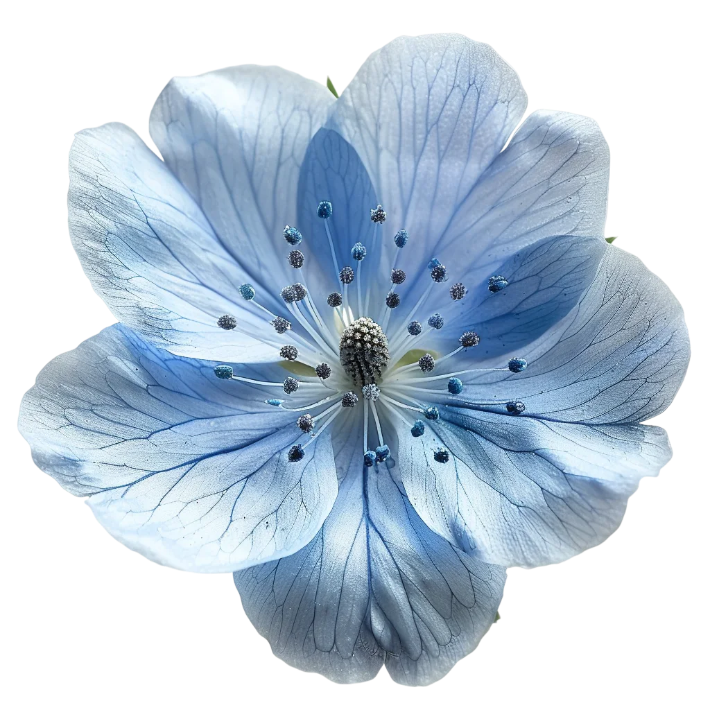 Pale Blue Veined Flower on Transparent Background Free PNG