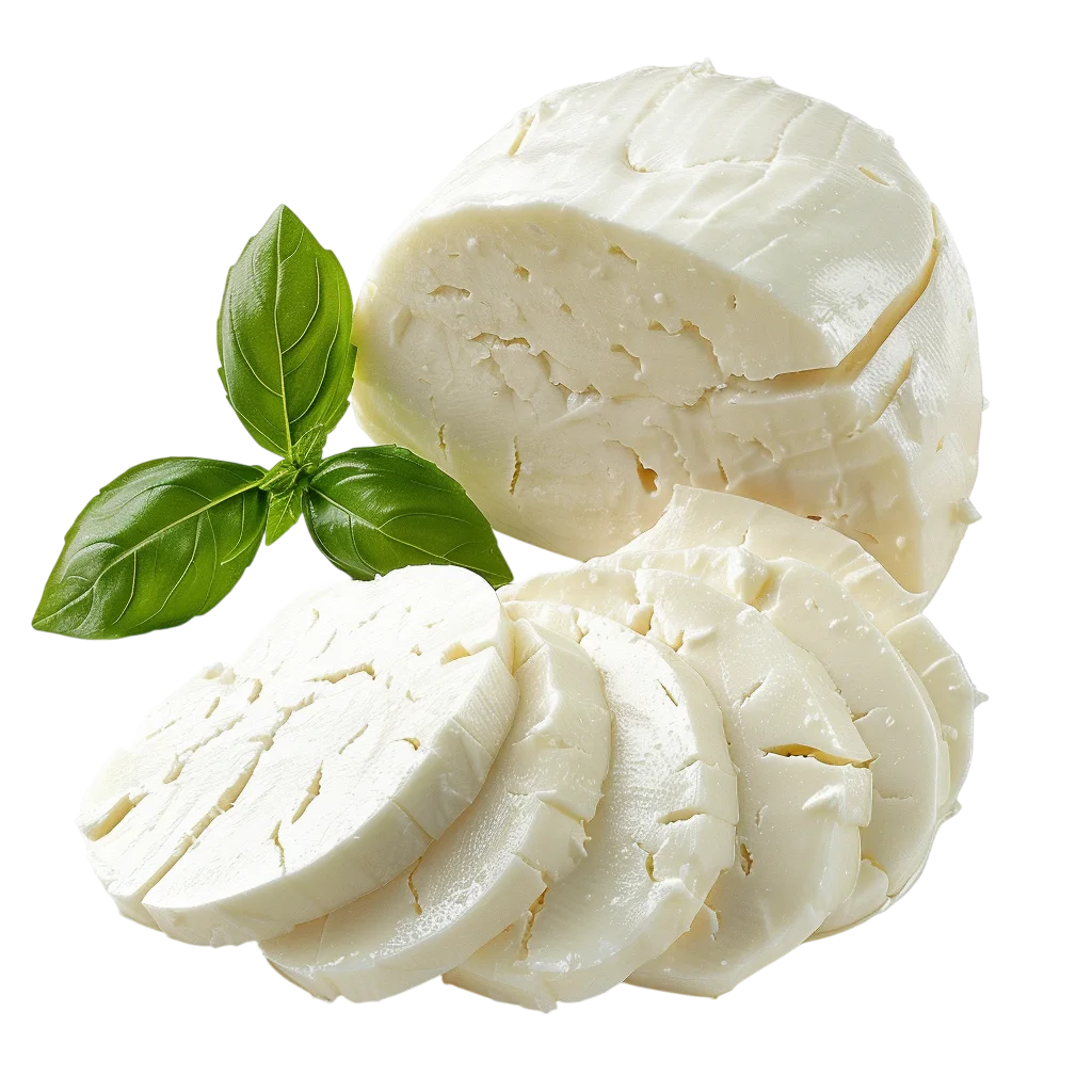 Sliced Fresh Mozzarella Cheese with Basil - Free PNG