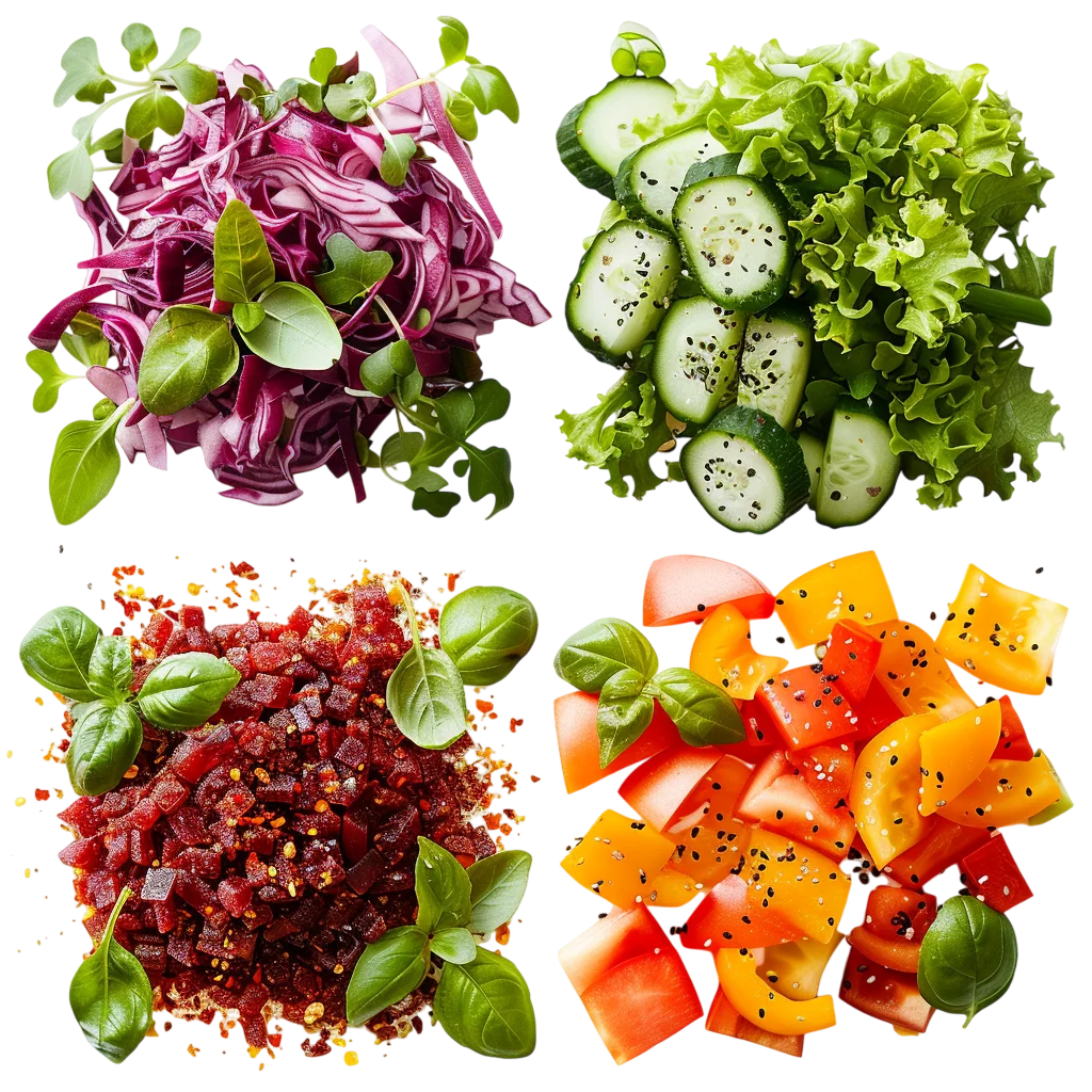 Four Colorful Vegetable Salads Free PNG