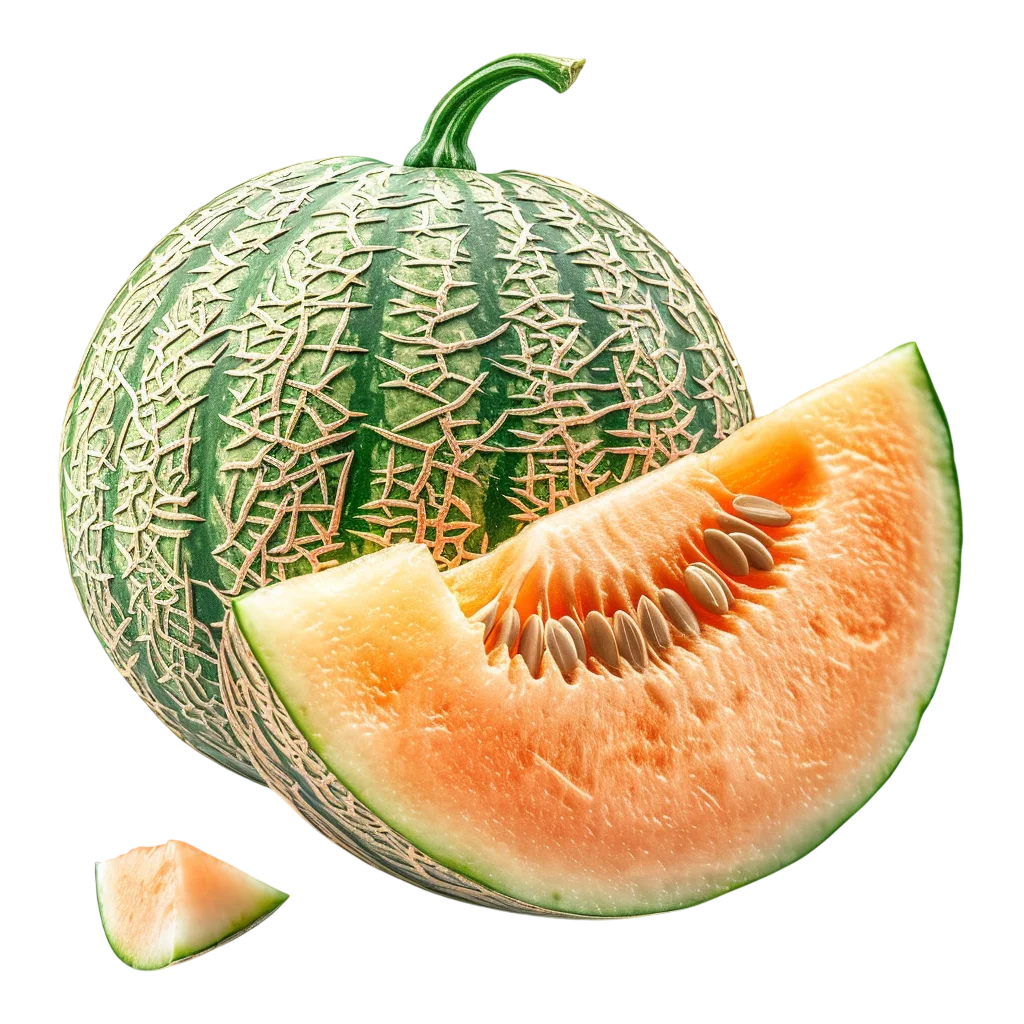 Netted Cantaloupe with Orange Slice | Free PNG