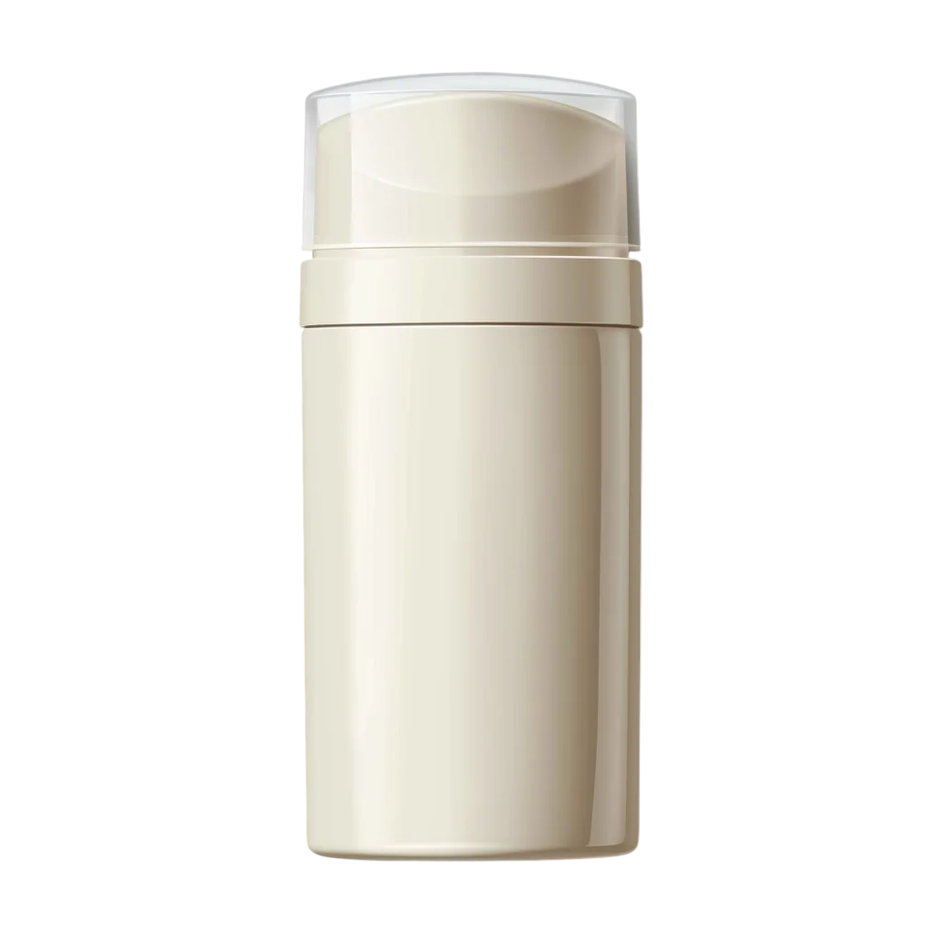 Unlabeled Cream Cosmetic Bottle with Clear Cap Free PNG