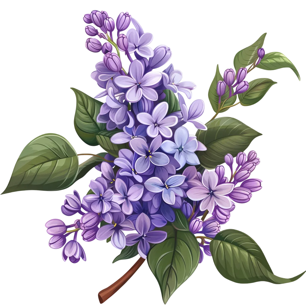 Purple Lilac Branch Illustration - Free PNG