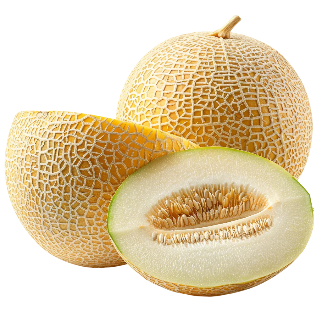 Whole and Halved Cantaloupe Melon Free PNG