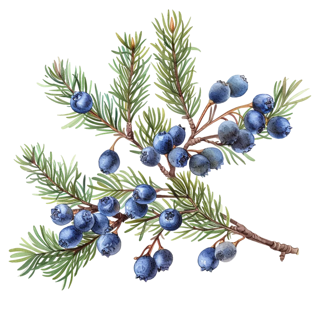 Watercolor Juniper Branch with Blue Berries | Free PNG