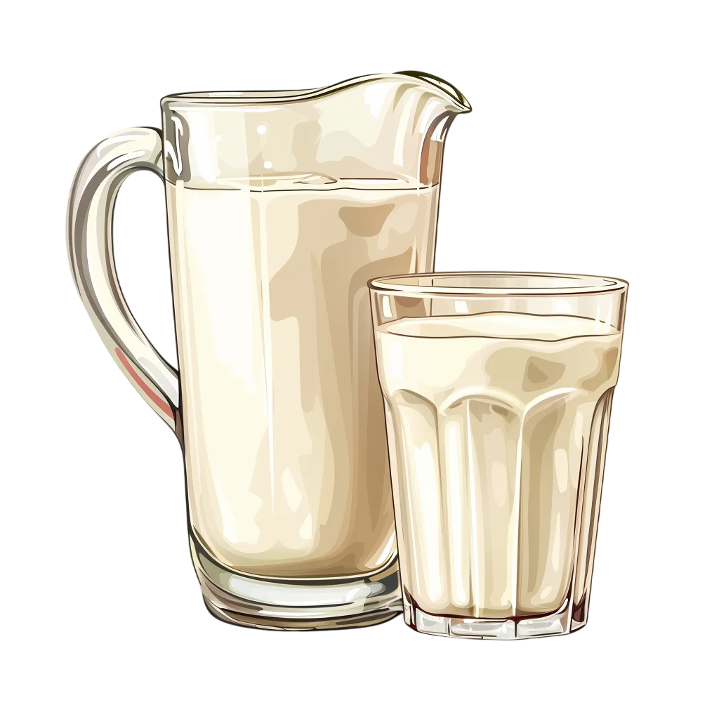 Glass Pitcher and Milk Tumbler Illustration | Free PNG