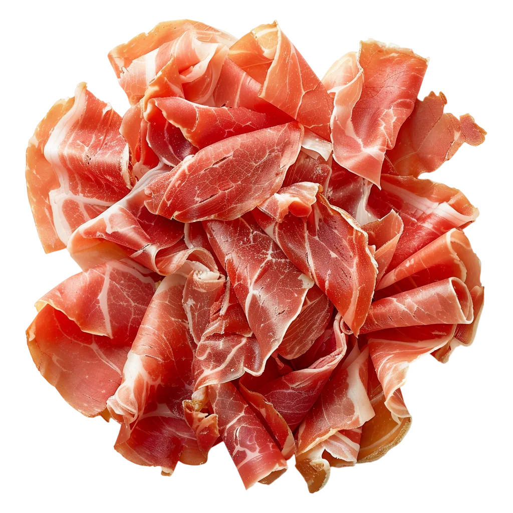 Pile of Thinly Sliced Prosciutto Free PNG
