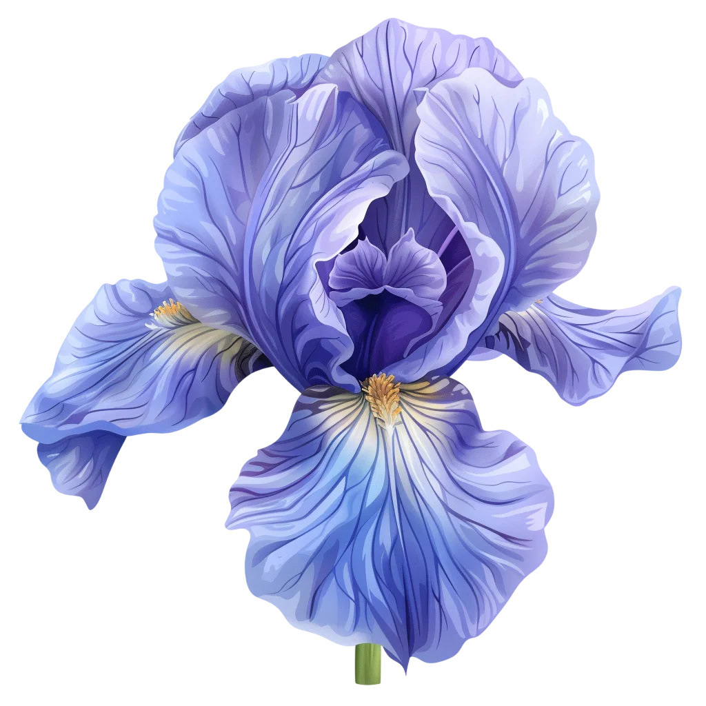 Blue and Violet Bearded Iris Flower Illustration | Free PNG