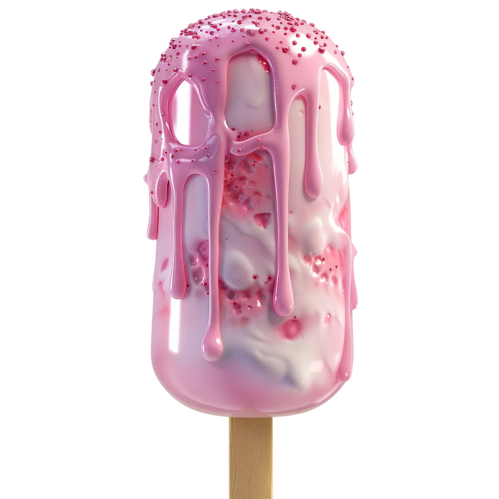 Pink Dripping Berry Ice Cream Bar Free PNG