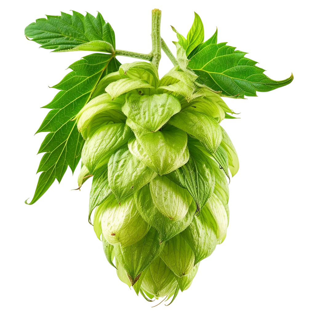 Fresh Green Hop Cone with Leaves Free PNG