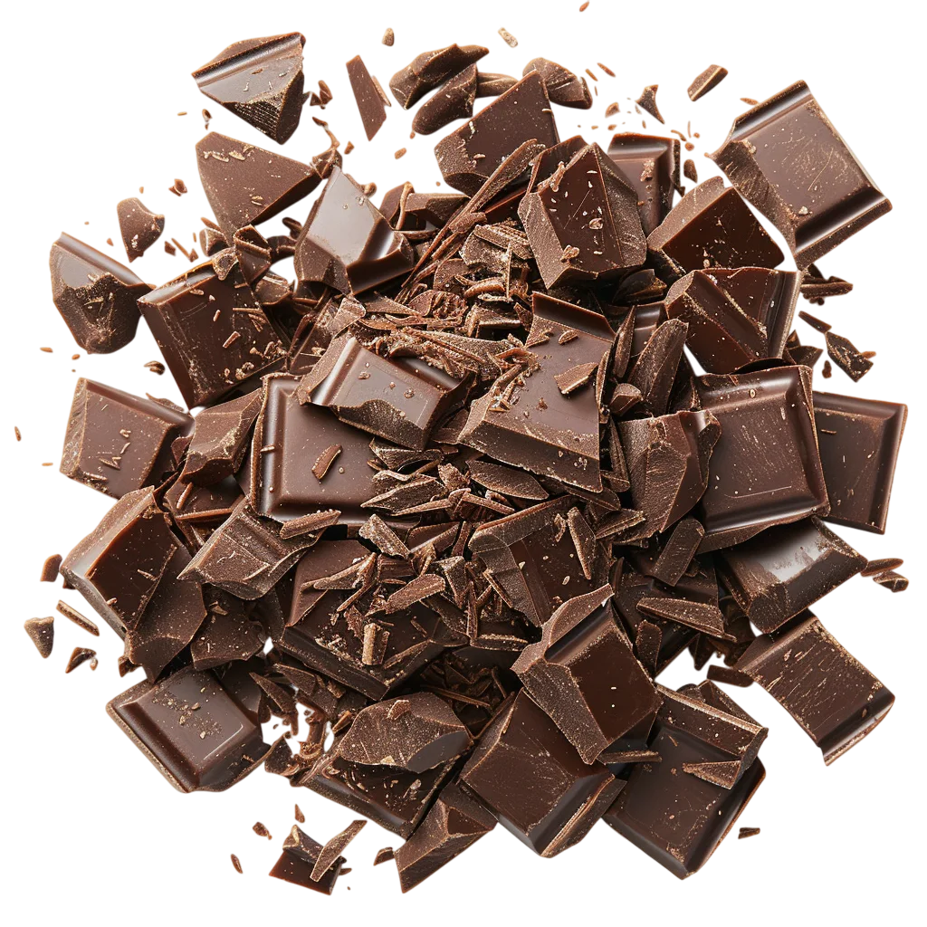 Broken Dark Chocolate Pieces and Shavings Free PNG