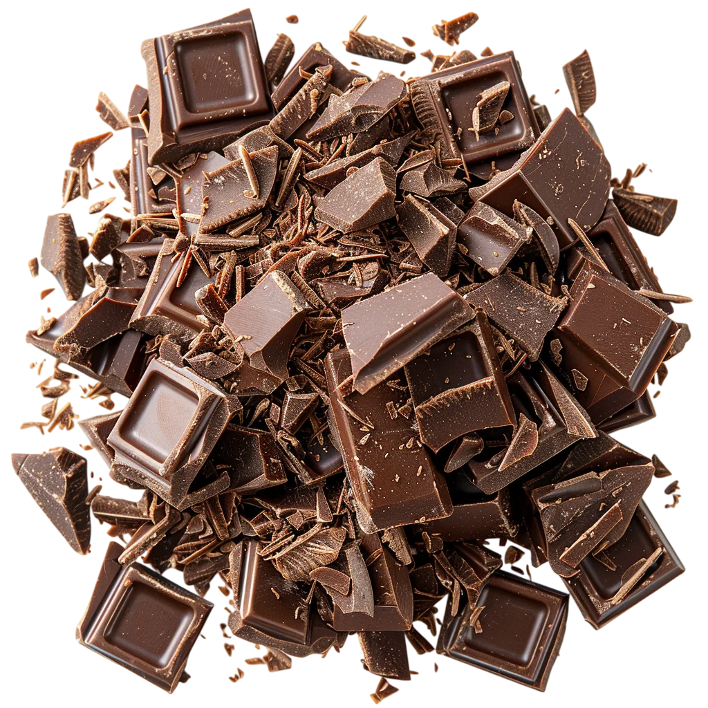 Pile of Dark Chocolate Pieces and Shavings Free PNG