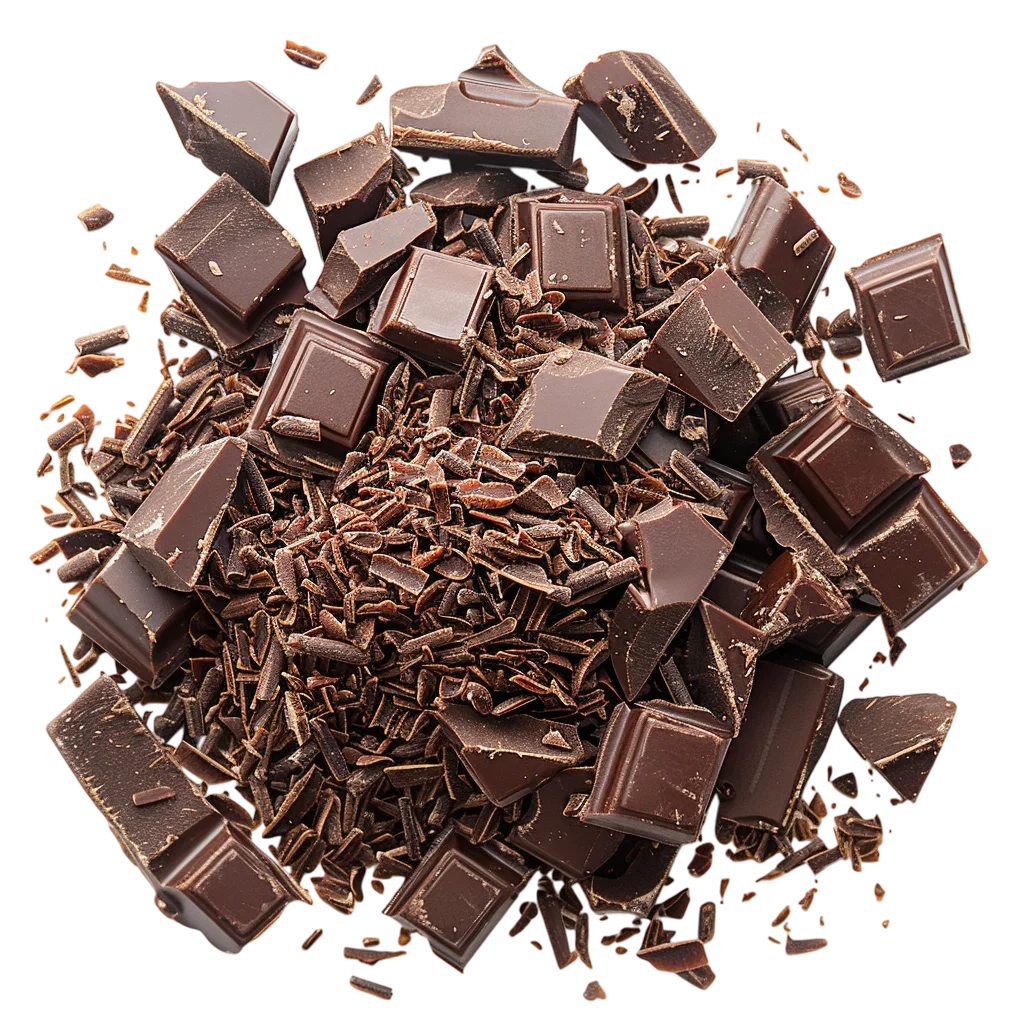 Pile of Dark Chocolate Chunks and Shavings Free PNG