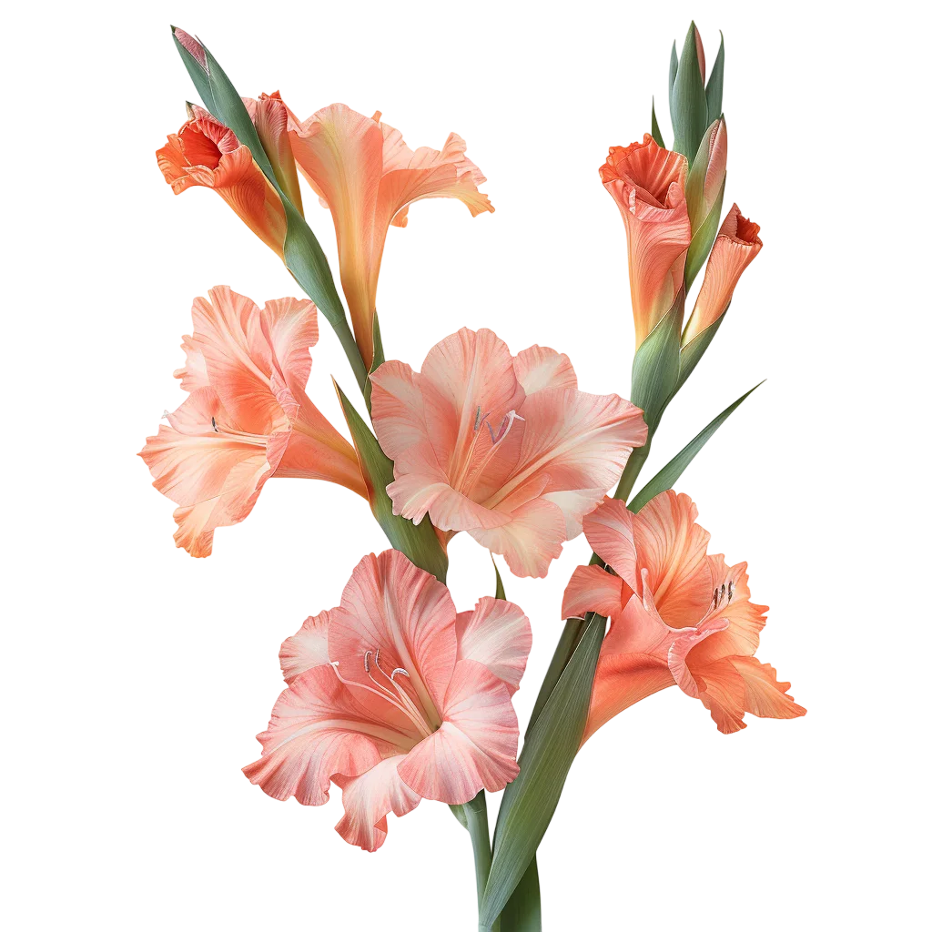 Coral Gladiolus Flowers on a Stem – Free PNG