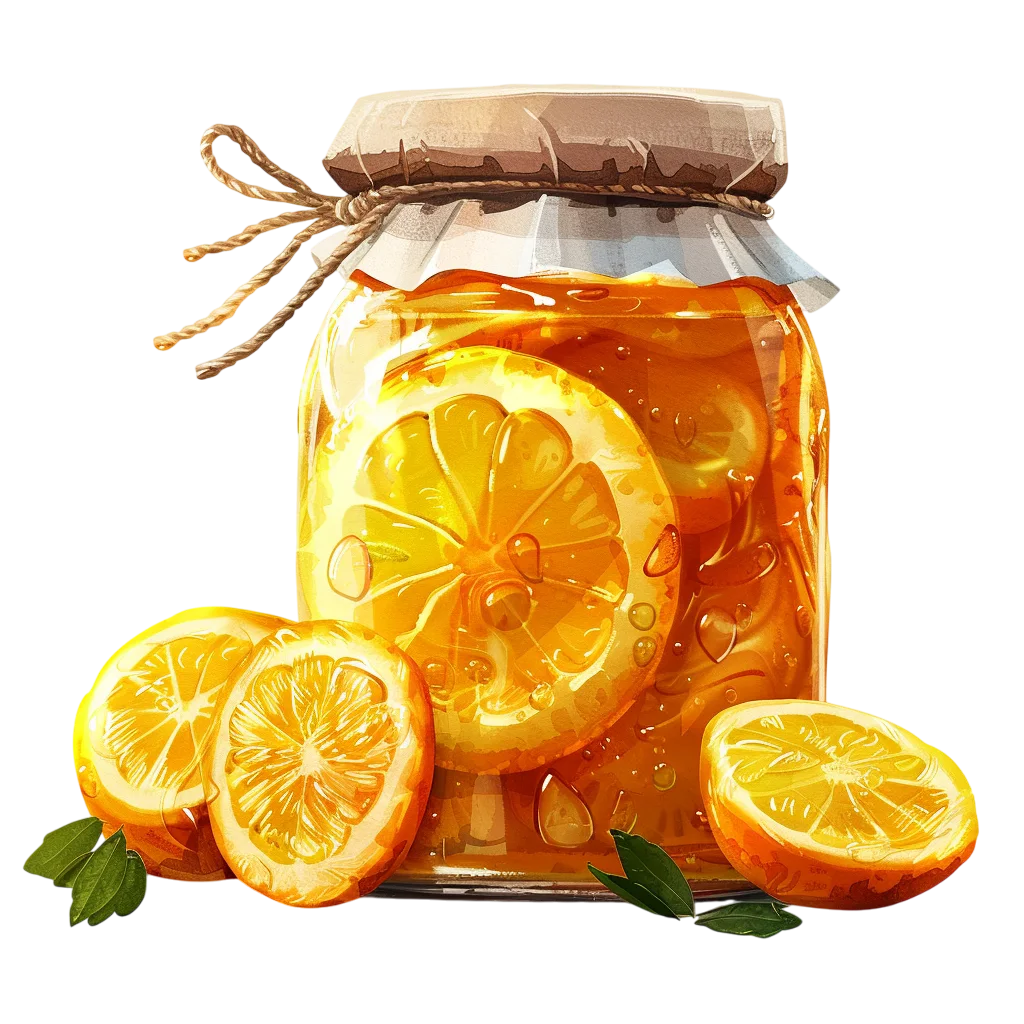 Lemon Marmalade Jar with Citrus Slices - Free PNG