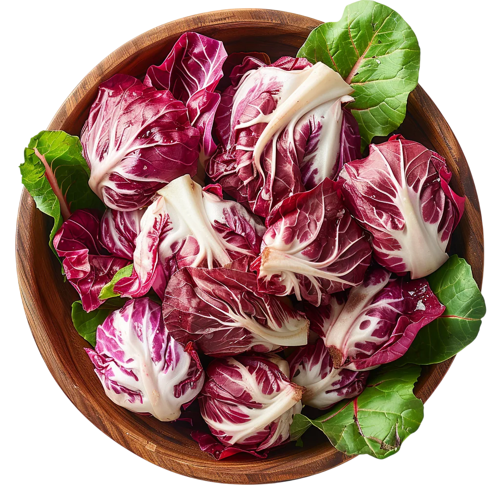 Bowl of Burgundy Radicchio Leaves Free PNG
