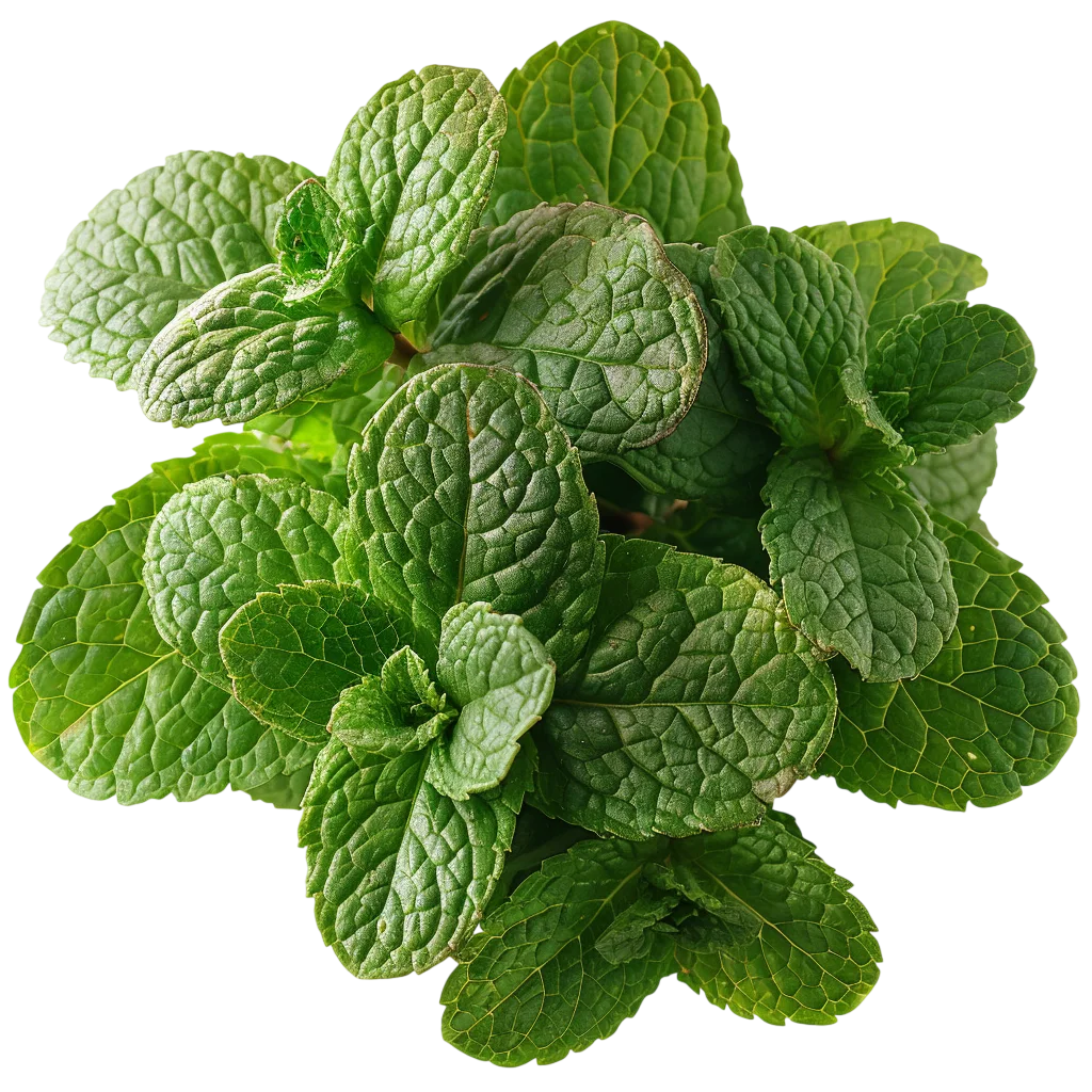 Fresh Green Mint Leaves Cluster Free PNG