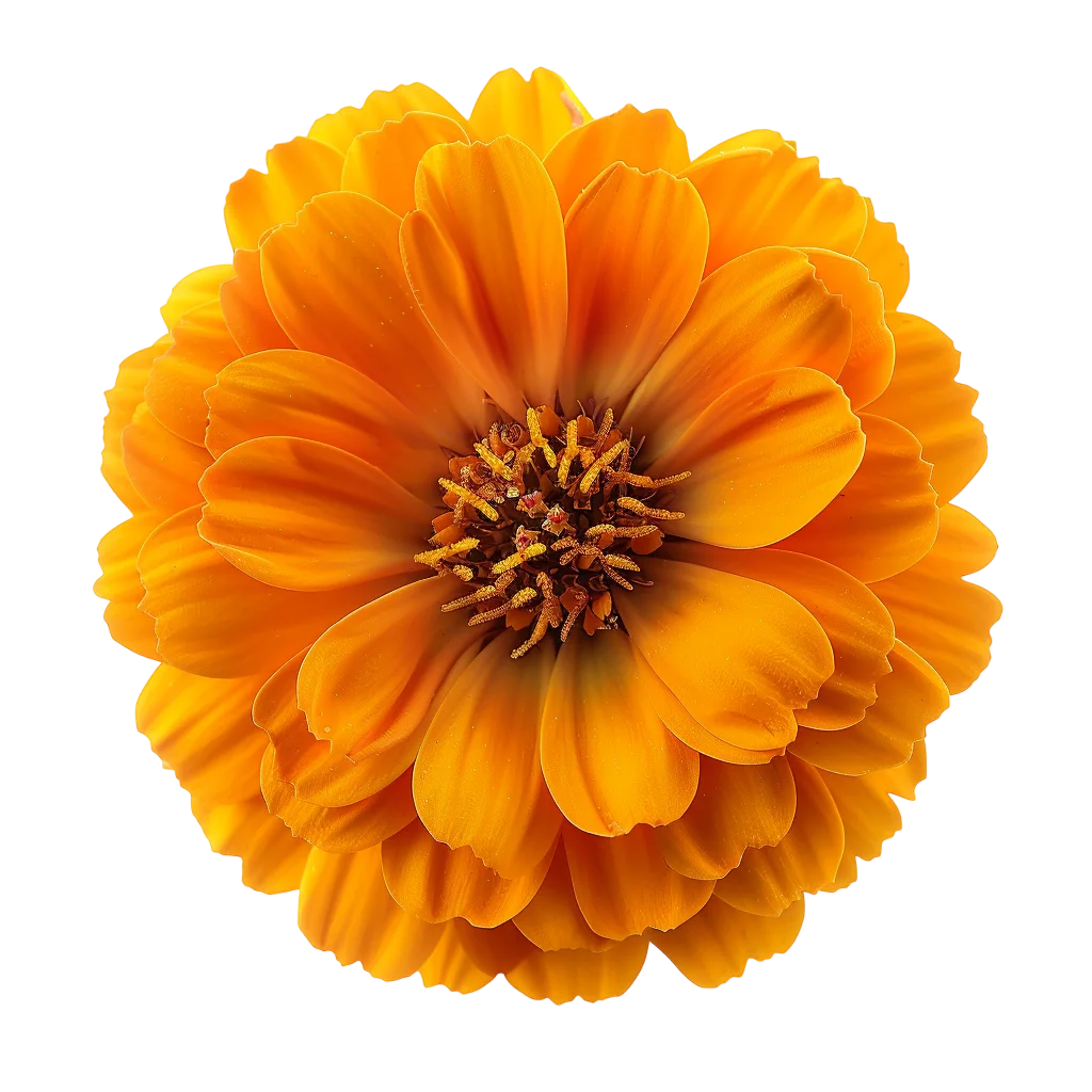Bright Orange Layered Flower, Isolated Free PNG