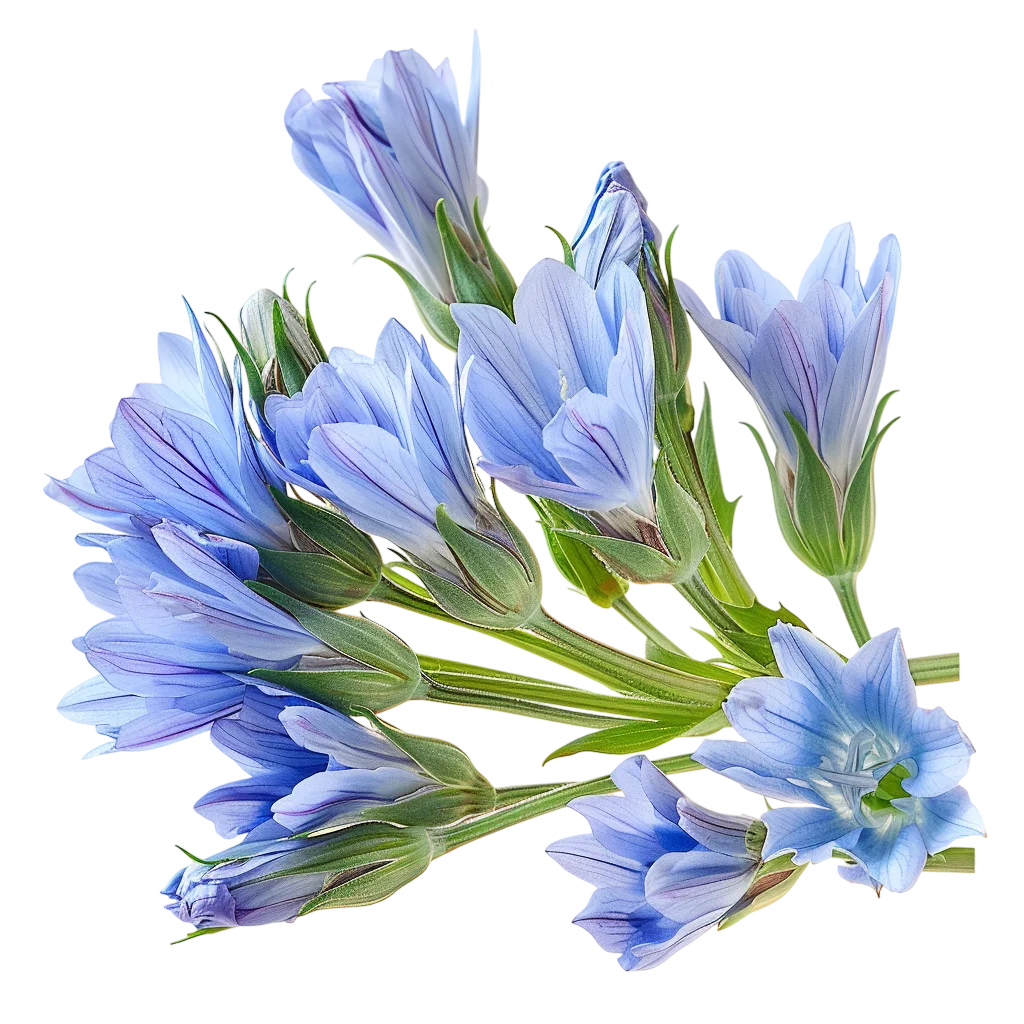 Blue Bell-Shaped Flowers with Green Stems Free PNG