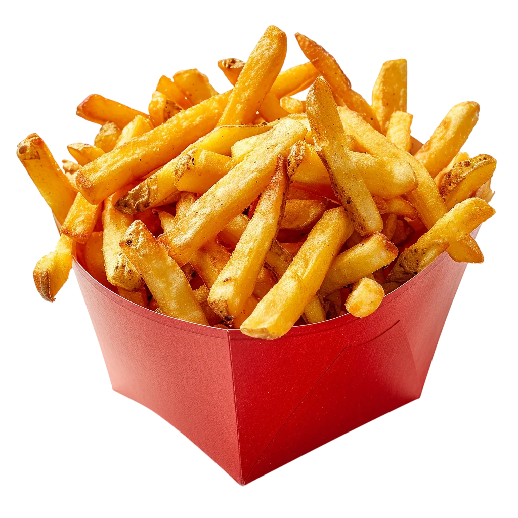 Golden French Fries in a Red Carton Free PNG