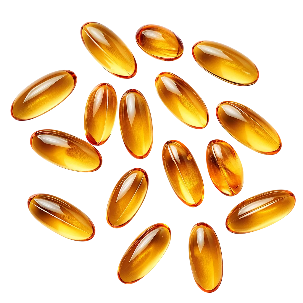 Amber Fish Oil Softgel Capsules | Free PNG