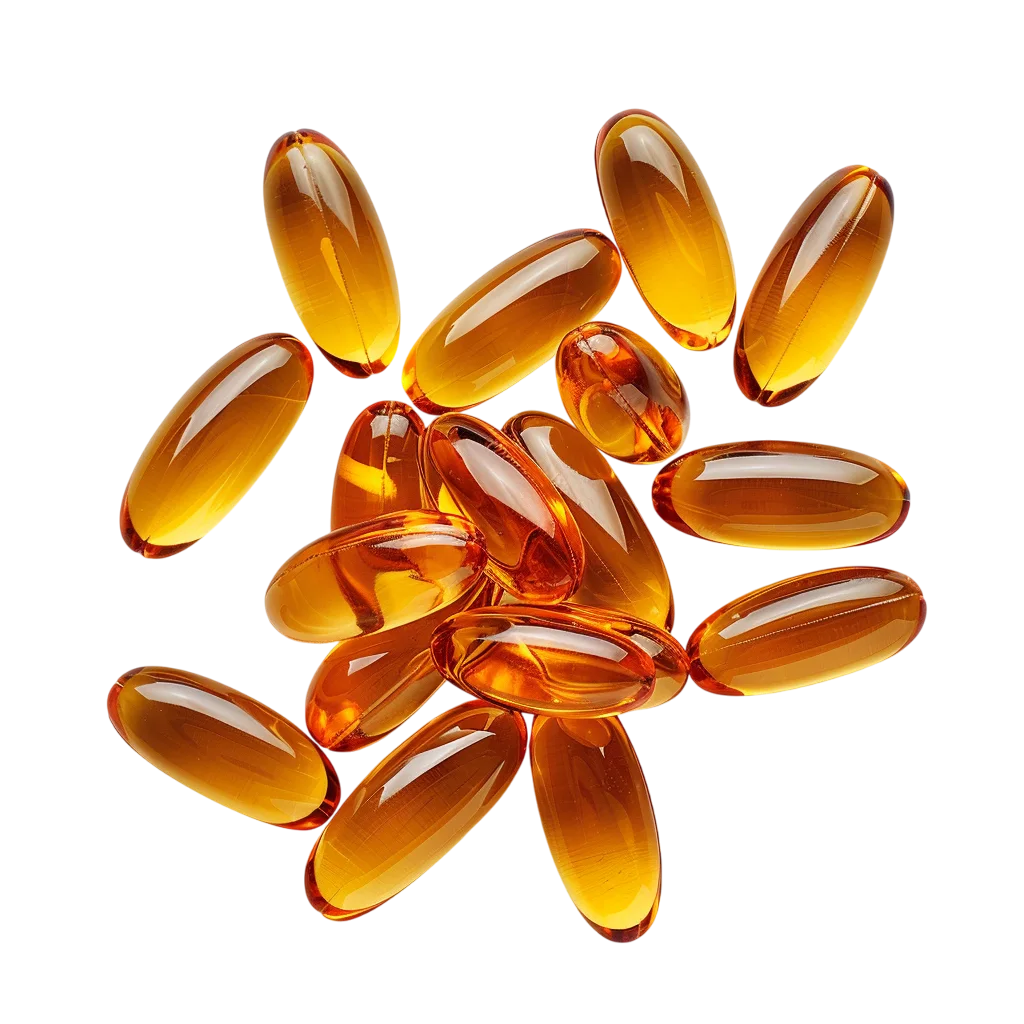 Amber Softgel Capsules on Transparent Background | Free PNG