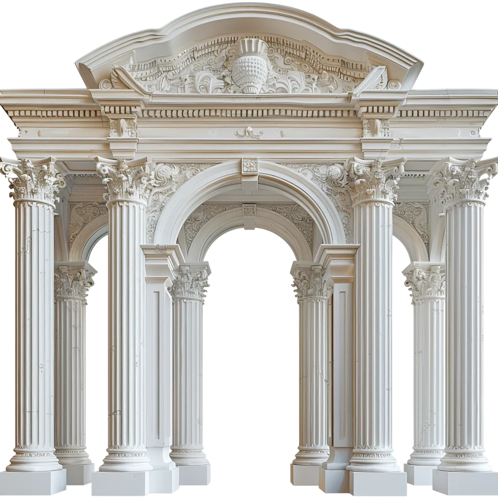 Ornate White Classical Portico with Arches and Columns Free PNG