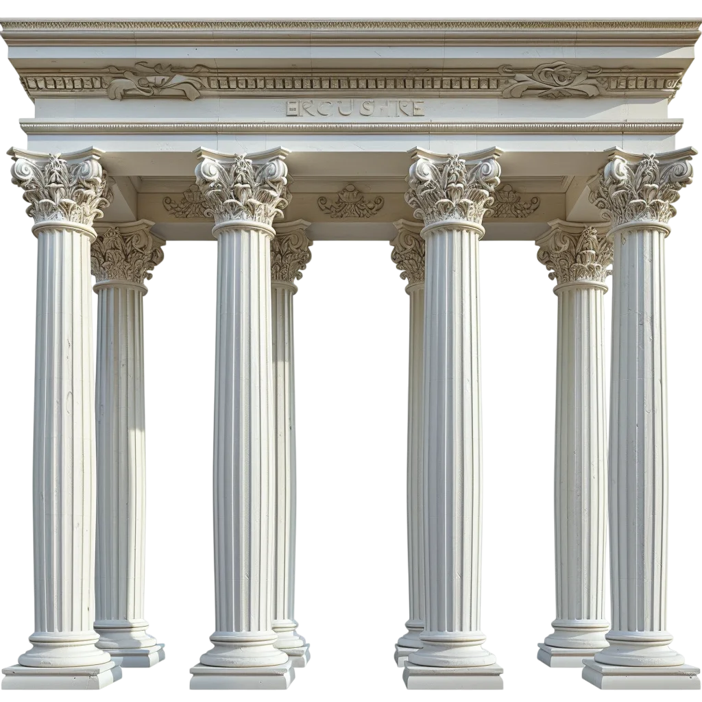 Classical White Corinthian Columns and Entablature Free PNG