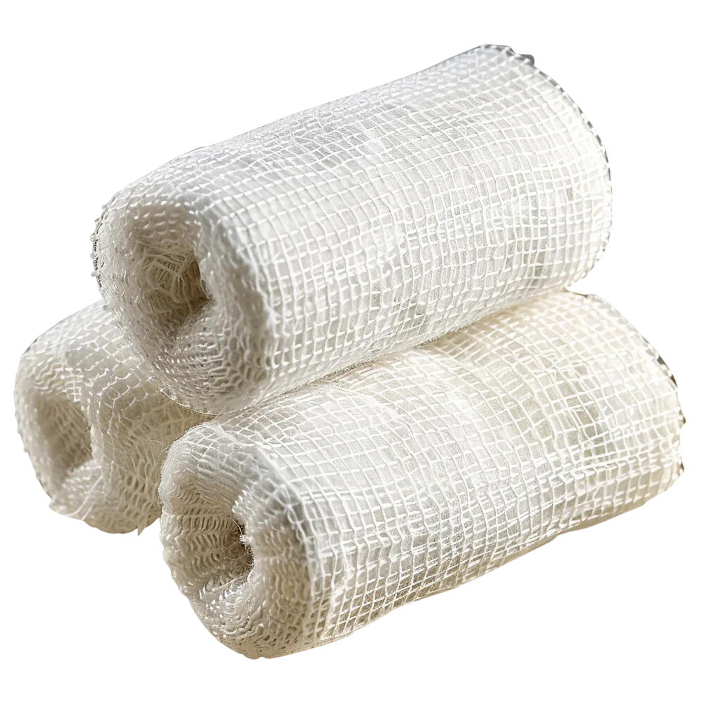 Three White Mesh Gauze Bandage Rolls | Free PNG