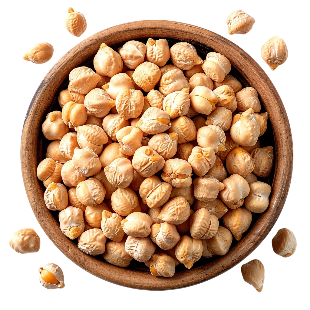 Free PNG of Chickpeas in a Wooden Bowl