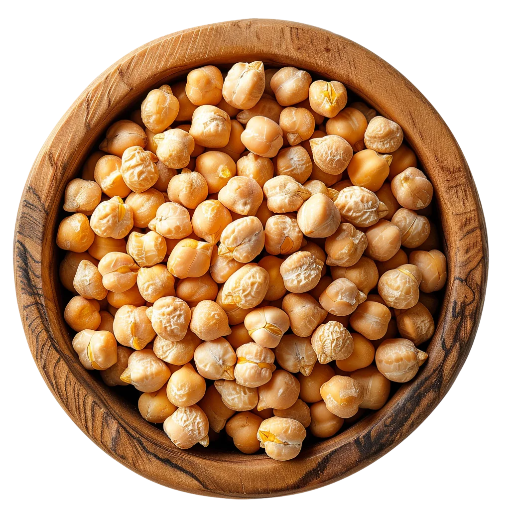 Golden Chickpeas in a Wooden Bowl Free PNG