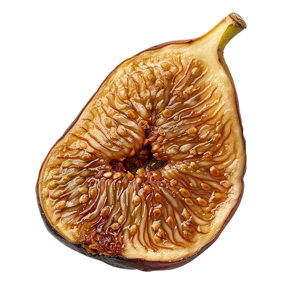 Halved Fig with Seed-Filled Golden Flesh | Free PNG