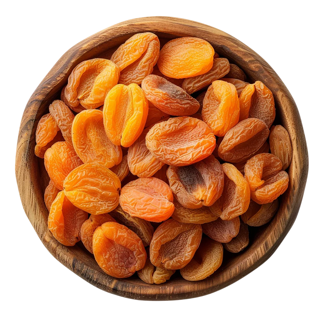 Wooden Bowl of Dried Apricots Free PNG