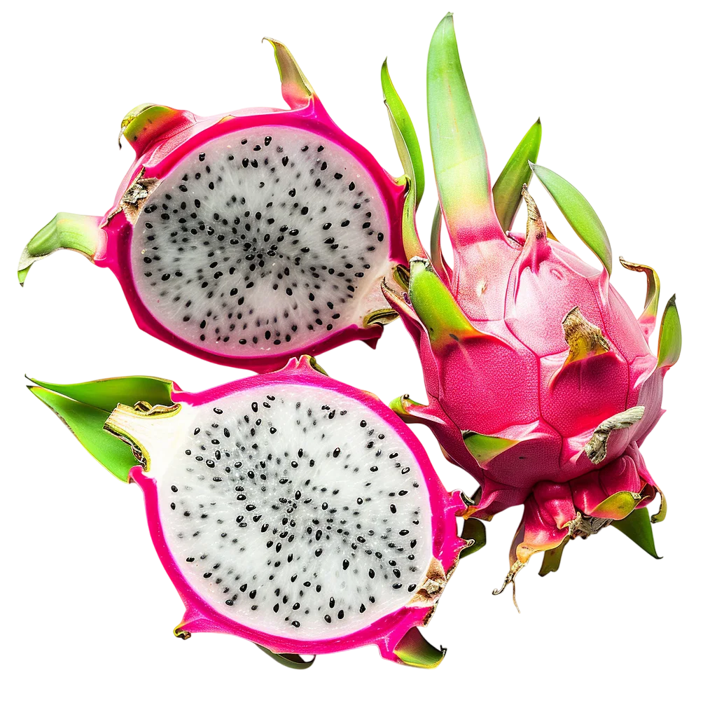 Whole and Sliced Dragon Fruit Cutout - Free PNG