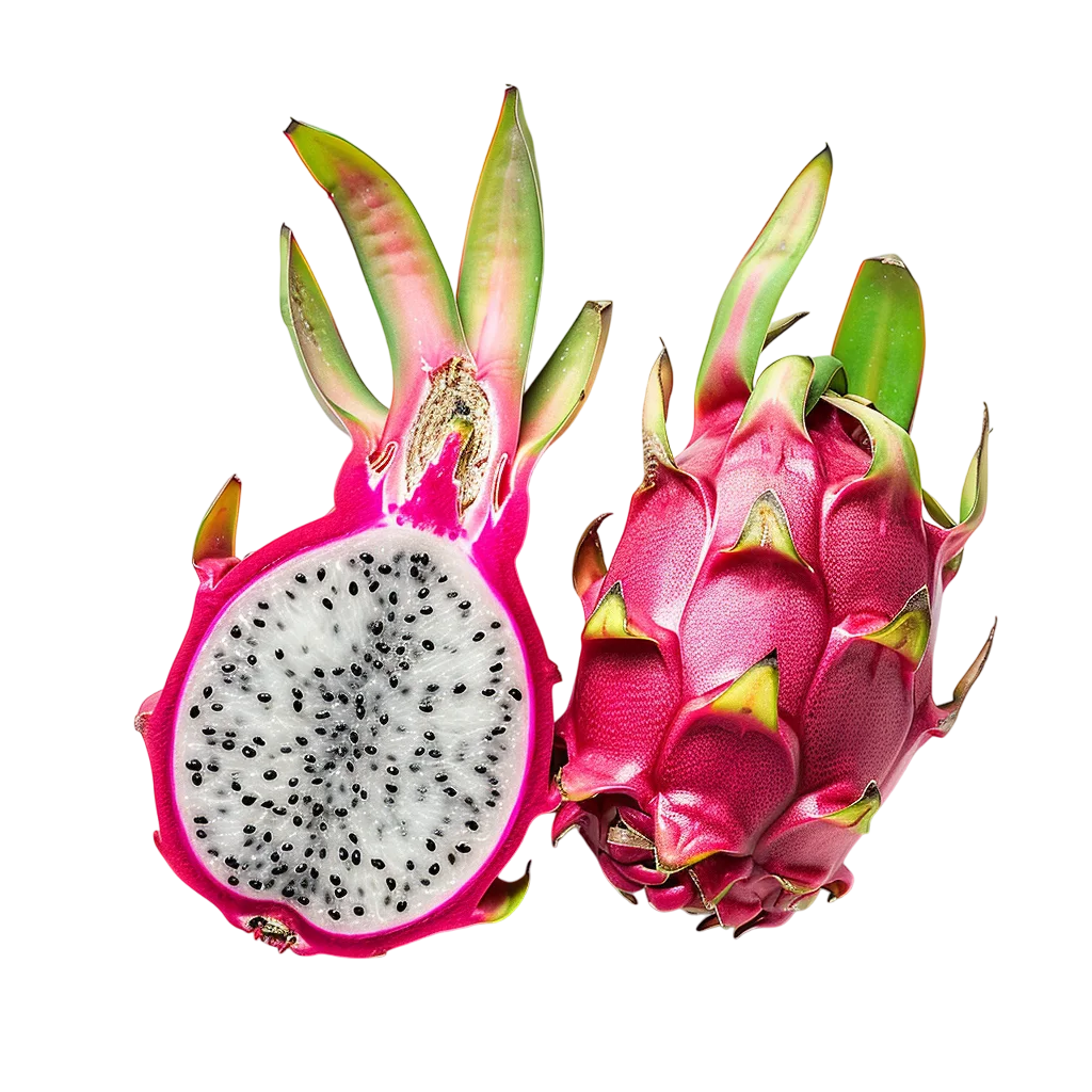 Whole and Sliced Dragon Fruit Free PNG