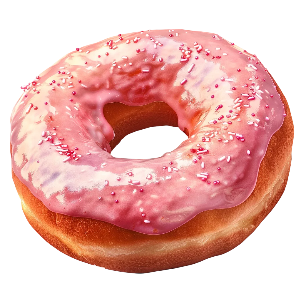 Pink Iced Donut with Sprinkles - Free PNG