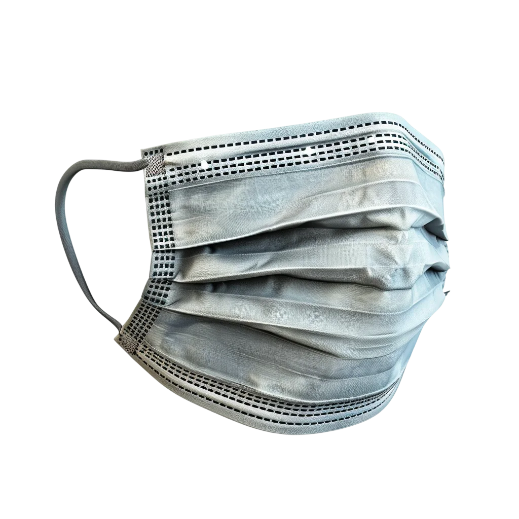 Pale Blue Pleated Surgical Face Mask Free PNG