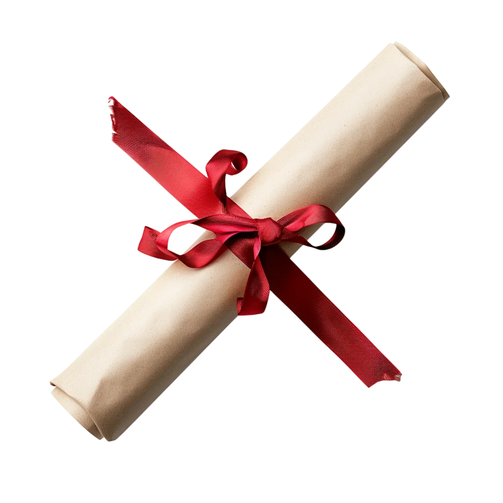 Rolled Parchment with Red Ribbon - Free PNG
