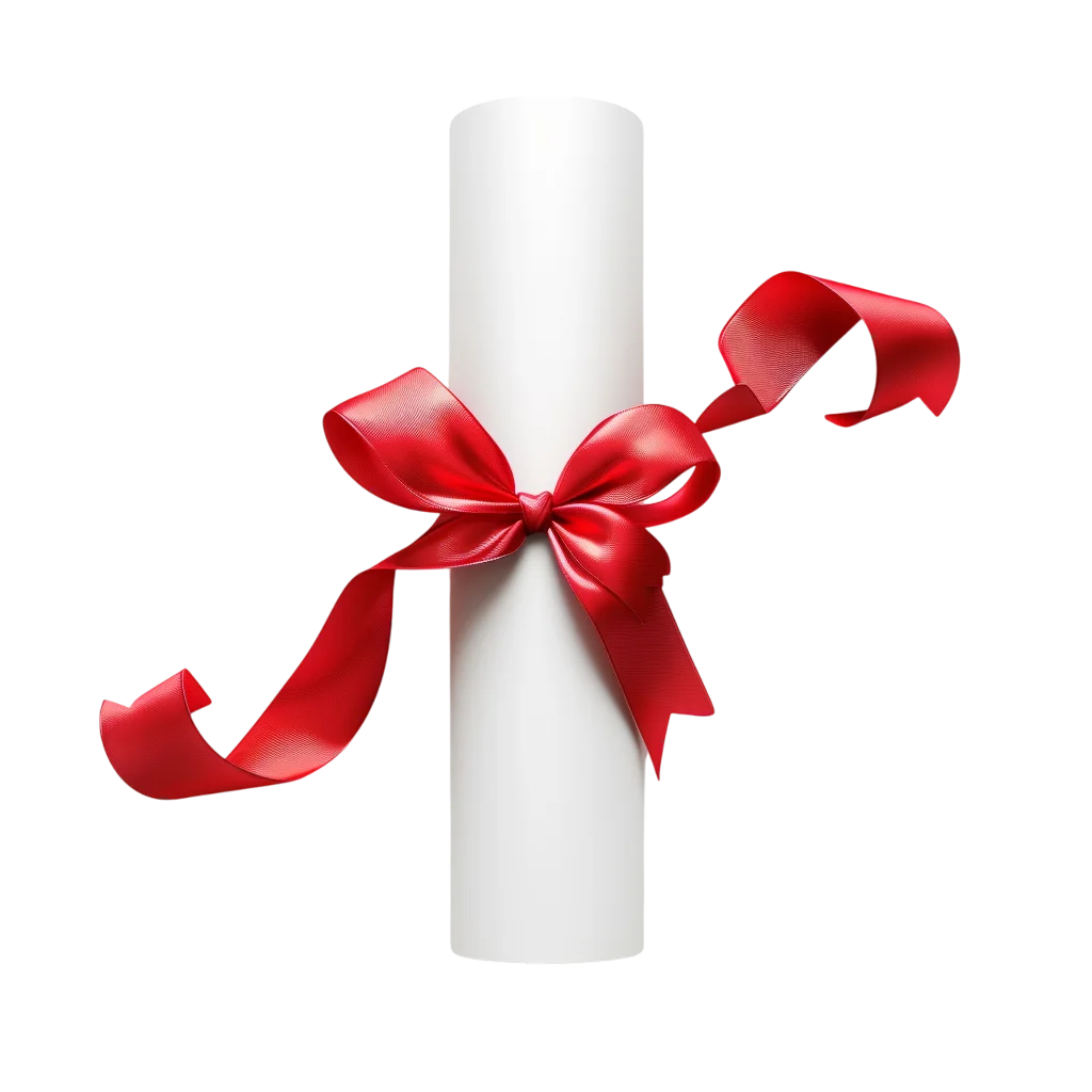 Blank White Scroll with Red Ribbon Bow Free PNG