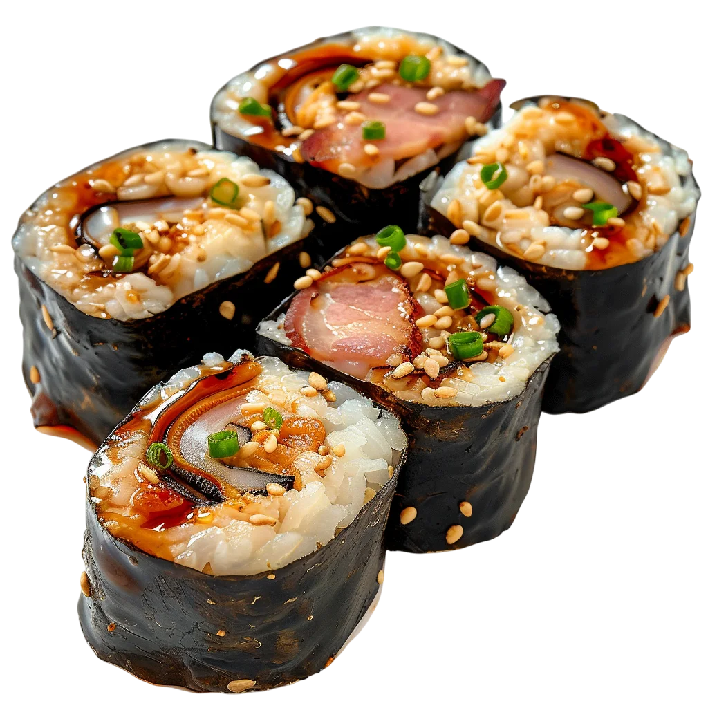 Seaweed-Wrapped Rice Rolls with Sesame and Scallions | Free PNG