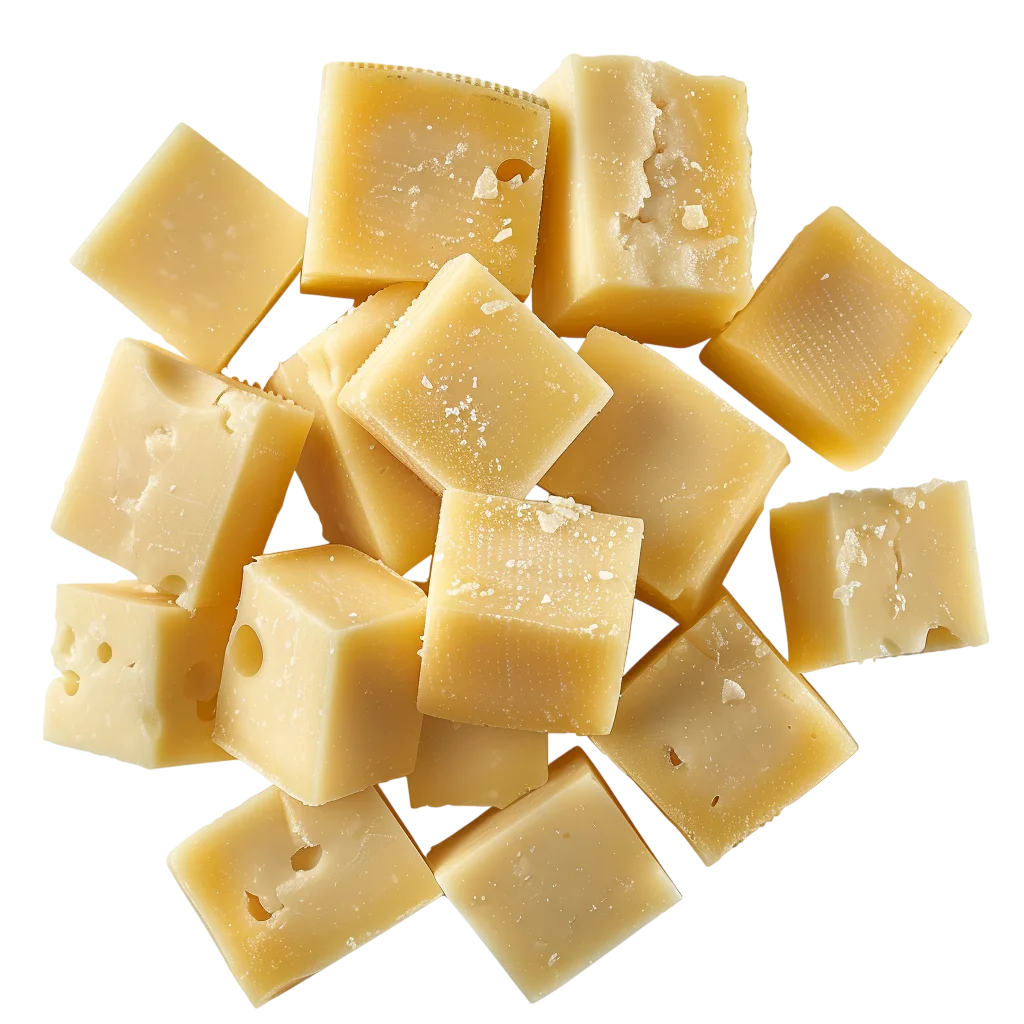 Golden Cheese Cubes on a Transparent Background - Free PNG