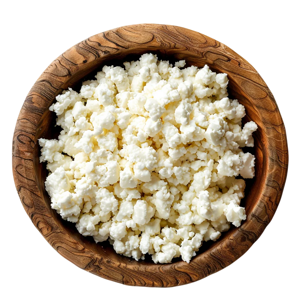 White Cheese Curds in a Wooden Bowl Free PNG