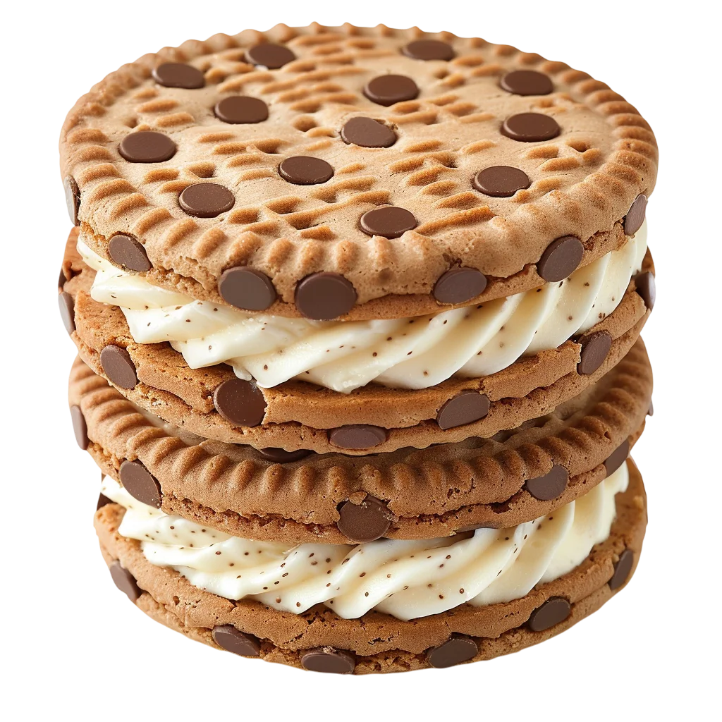Chocolate Chip Cookie Stack with Cream | Free PNG