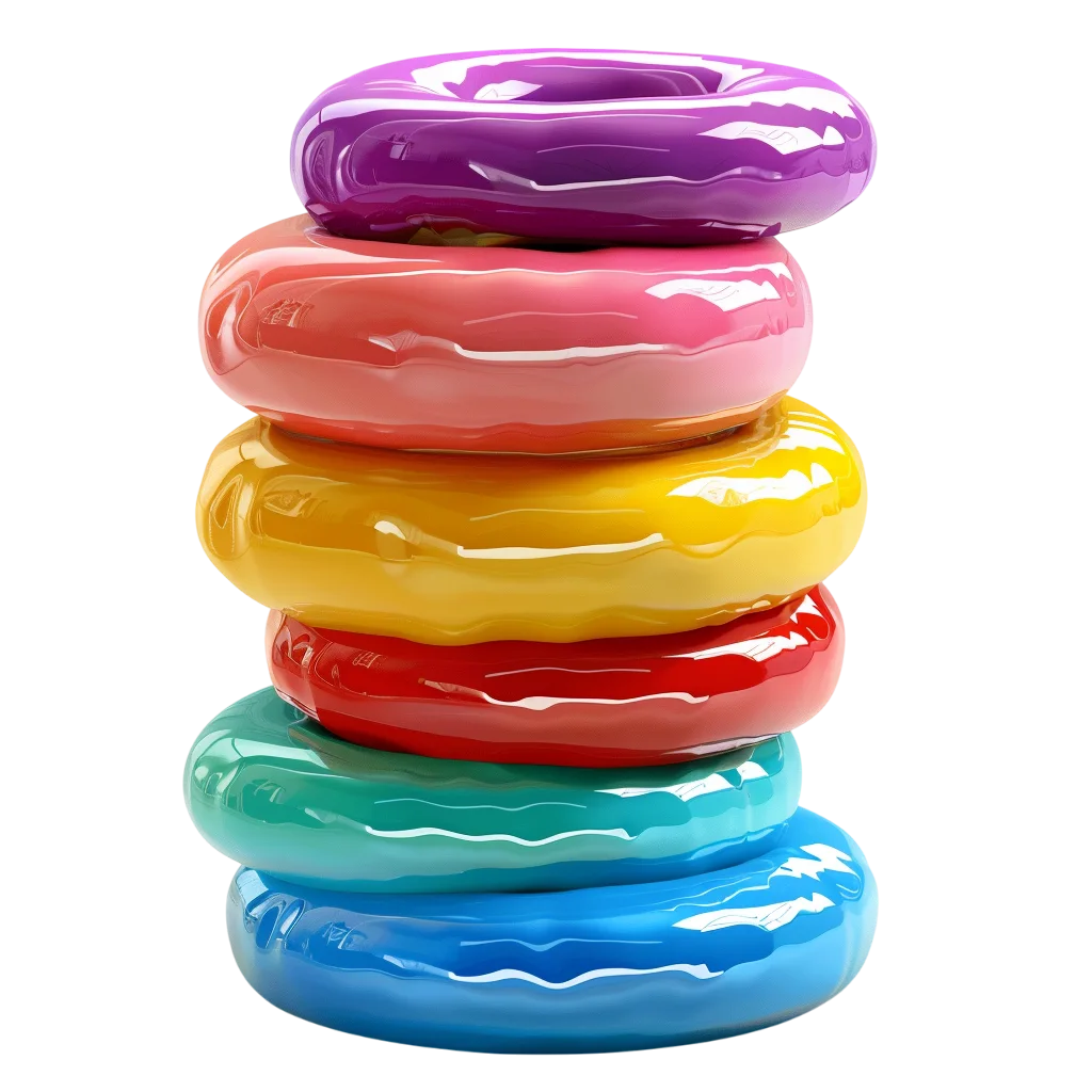 Stack of Colorful Inflatable Swim Rings | Free PNG