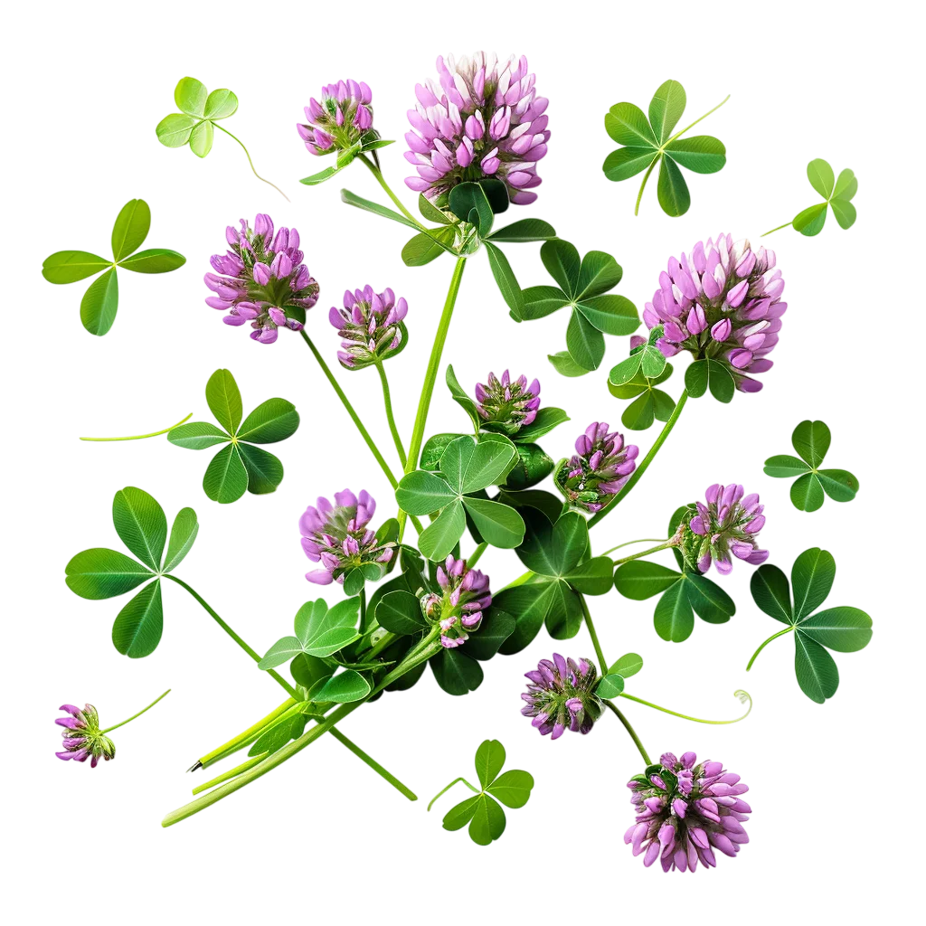 Purple Clover Flowers and Green Leaves Free PNG